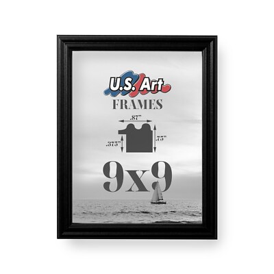US Art Frames 9 By 9-Inch Traditional Black 0.75 Inch Picture Frame 75SWB