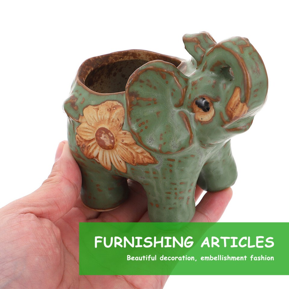 Ceramic Elephant Flower Pot Planter Artificial Plants Indoor eBay