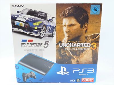Sony PlayStation 3 Super Slim Konsole 500 GB PS3 Gran Turismo 5 Uncharted 3