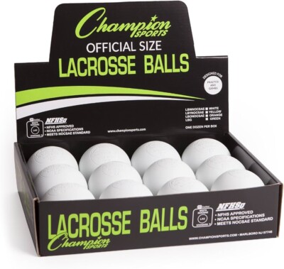 Champion Official LAX Balls White - 12 pack - Champion NCAA NOCSAE SEI NFHS
