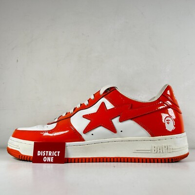 A Bathing Ape BAPE Bapesta Patent Leather Orange White