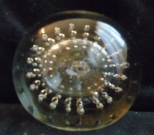 Vintage Clear Hand Blown Glass Controlled Bubbles Paperweight