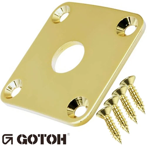 NEW Gotoh JCB-4 Square Jack Plate for Les Paul Guitar w/ Screws - GOLD