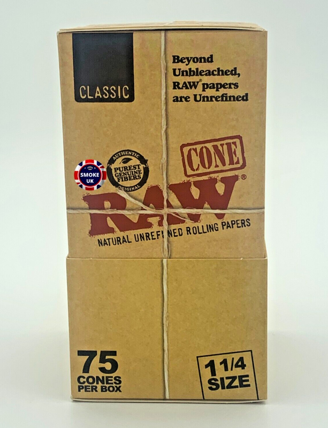 RAW CLASSIC 1 1/4"" PRE ROLLED CONES MEGA JUMBO PACK 75 CONES ROLLING PAPERS NEW