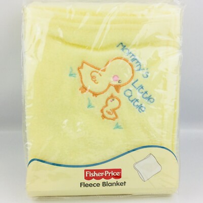 Fisher Price Mommy's Little Cutie Baby Blanket Yellow Fleece Ducks 30x40 Unisex