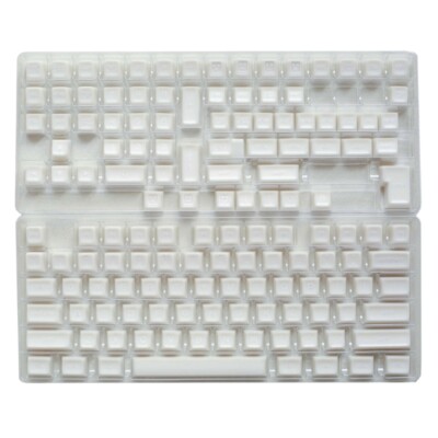 PBT Keycaps White Jade Like Double Shot PBT Keycap Set Profile for 142Key Keycap