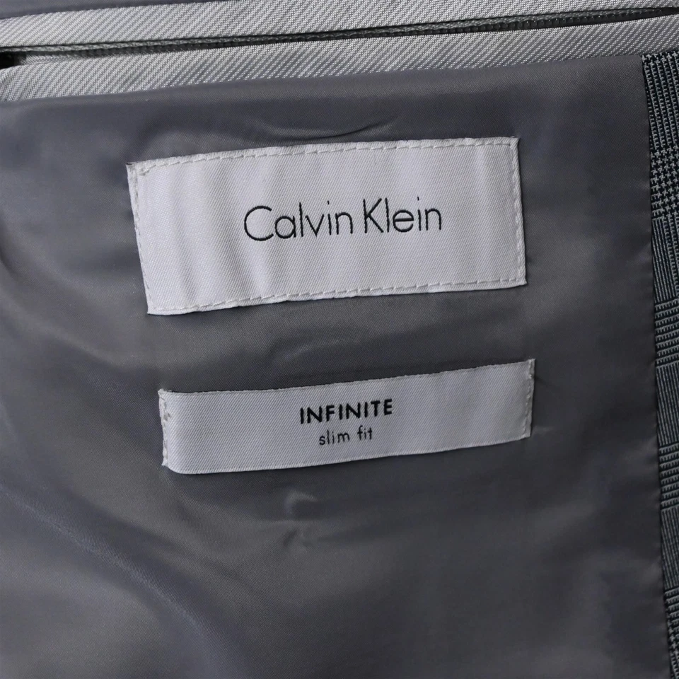 Blazer Traje Chaqueta Abrigo Deportivo Calvin Klein XL Gris Glenn Check Infinite Calce Ajustado Foto 4 de 4