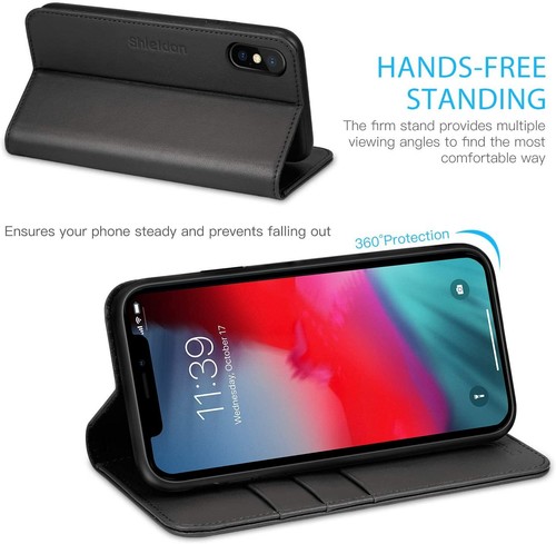 Housse Portefeuille Etui pour iPhone 12 Mini 13 14 15 Pro Max Coque Flip Cuir PC - Photo 6/8