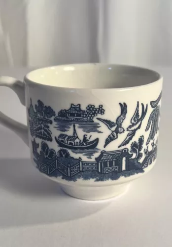 Churchill England Blue Willow Coffee Cups Porcelain Blue & White Tea Set Of 10