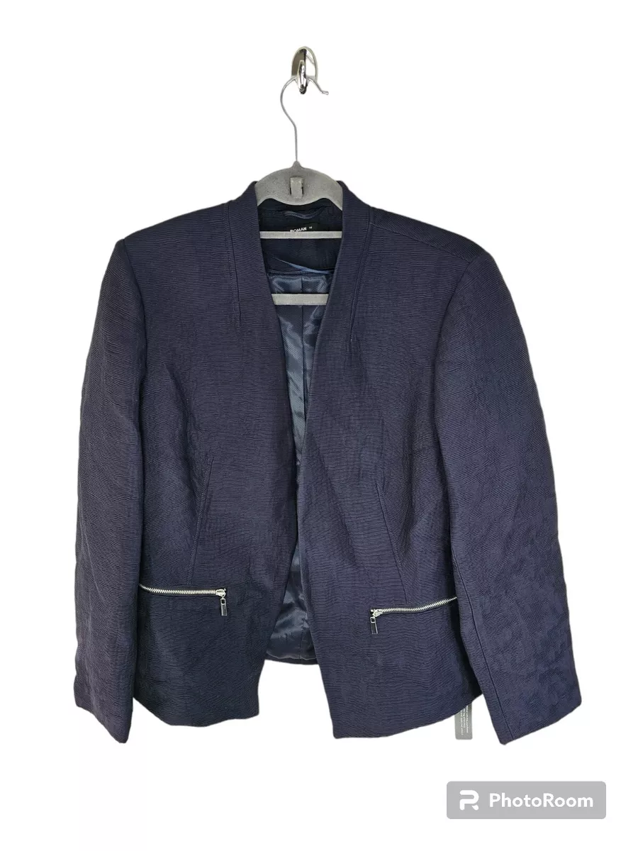 Roman Navy Zip Detail Pleat Jacket Size 14 RRP 45 eBay