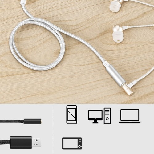 External Stereos Sound Card with 3.5mm Interfaces USB Sound Adapter for PC for