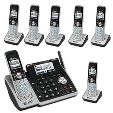 AT&T 2 Line Telephone Answering Machine System 7 Cordless Phones TL88102 6 88002