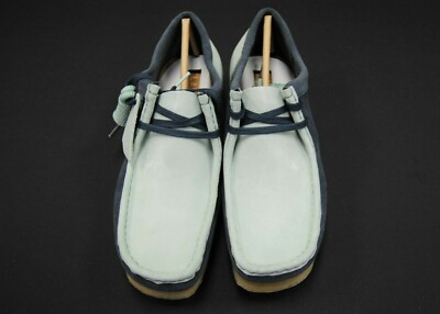 26160484] NEW MEN'S CLARKS WALLABEE 2CLR BLUE GREEN SUEDE CASUAL