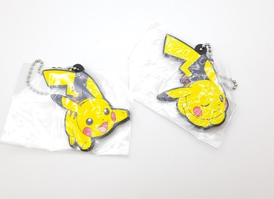 Pokemon Center Pikachu 2'' rubber strap keychain charm set