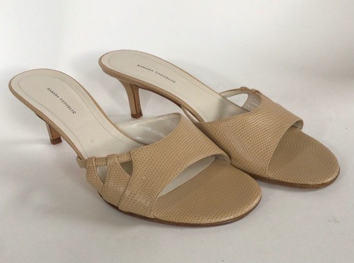 BANANA REPUBLIC Joelle Kitten Heel Leather Slides, Tan (Size 10 M) - Picture 6 of 12