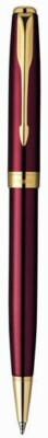 Parker Sonnet Ballpoint Pen Ruby Red Lacquer & Gold Black Med Pt New In Box