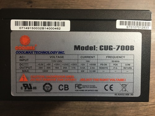 COOLMAX CUG-700B 700W ATX12V v2.3 SLI Certified / CrossFire Ready Modular Active