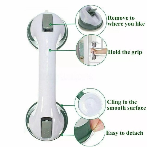 2 X SAFETY SUPPORT HAND RAIL HANDLE BAR GRIP GRAB SUCTION BATH BATHROOM SHOWER - Picture 2 of 7