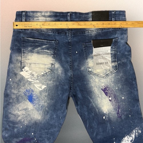Encrypted Stretch Jeans Men’s 38x32 Skinny Fit Paint Splatter New - Picture 16 of 18