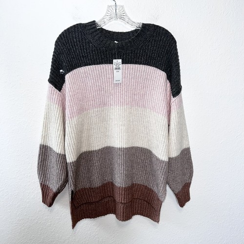 American Eagle Sweater Women XS Chunky Knit Stripe Oversized Color Block B2