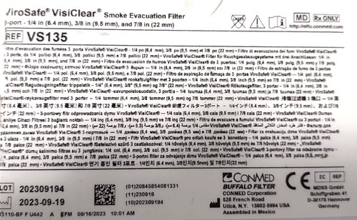 Buffalo Filters Visi Clear Surgical Smoke Plume Evacuator VC120, VS135 - Picture 5 of 7