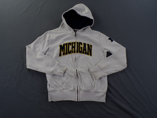 Michigan Wolverines Hoodie Womens Small White Full Zip Long Sleeve