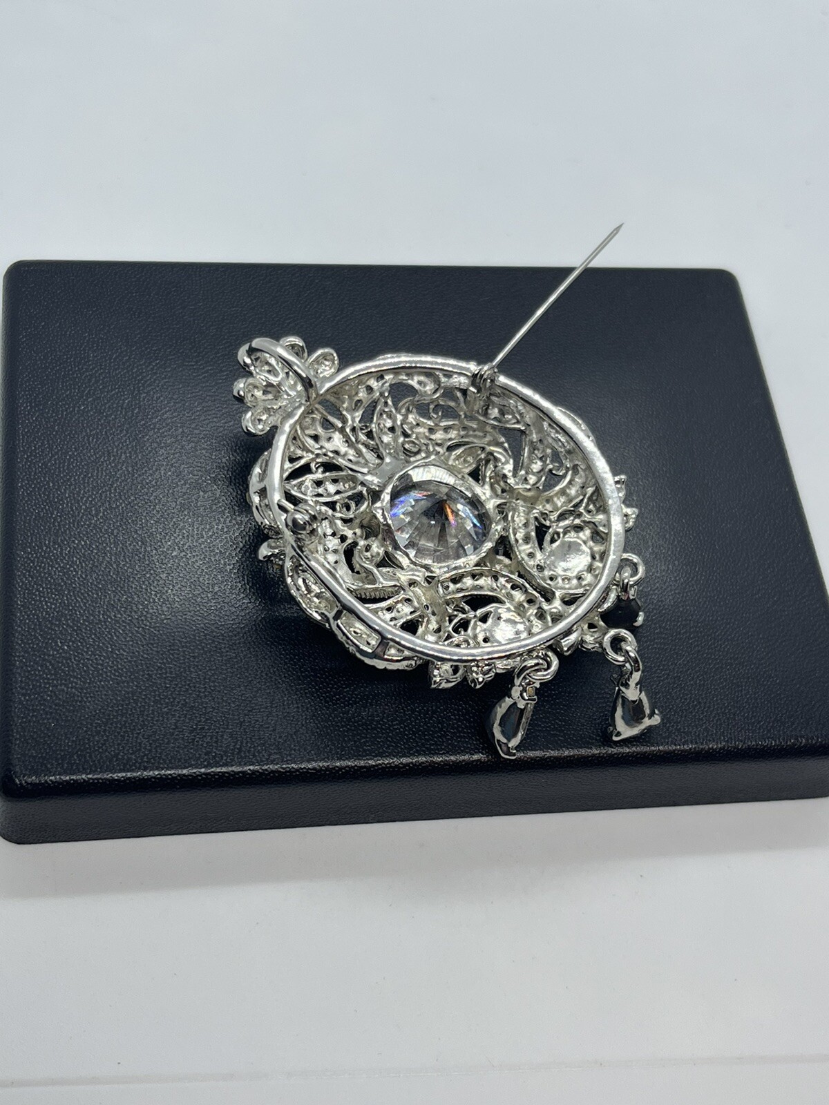 Silver tone clear rhinestone designer inspired br… - image 12