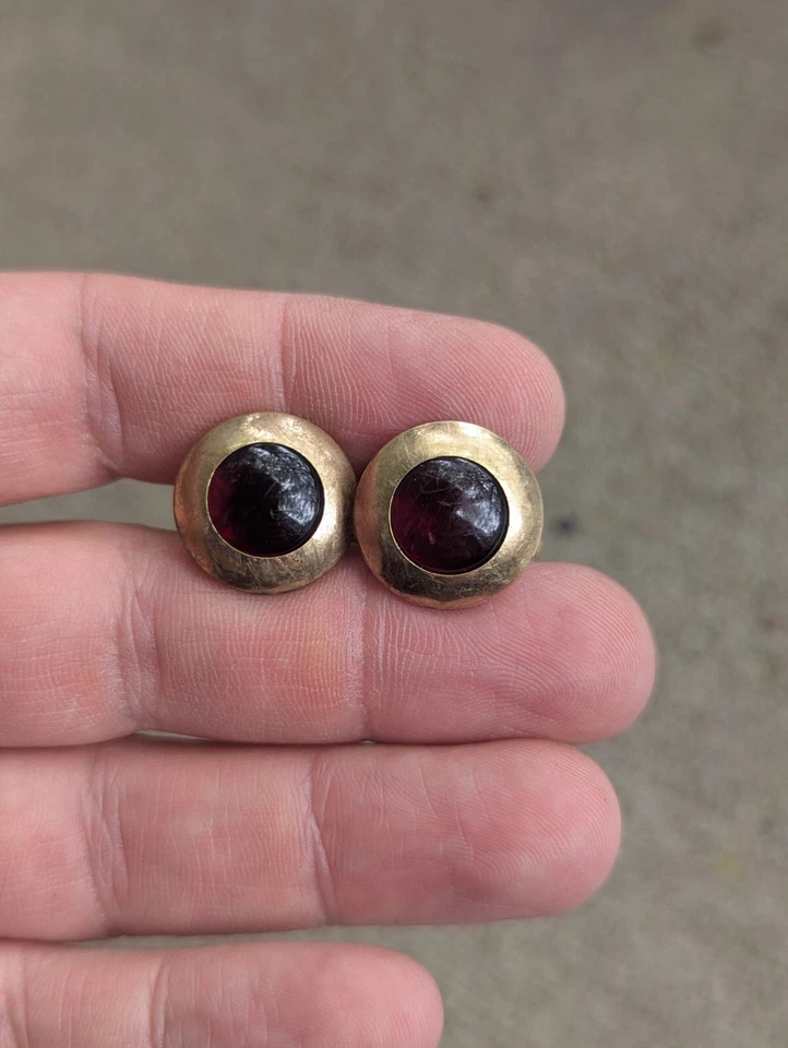 Vintage Swank 1/40 10K RGP Round Red Lucite Center Cufflinks - Image 2 of 4