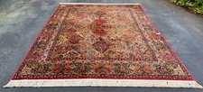 VINTAGE AUTHENTIC KARASTAN KIRMAN MULTI_COLOR PANEL PATTERN #717 RUG 8'8" x10'6"