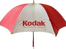 Vintage Kodak Film Golf Umbrella   Red  White Collapsible Promo   See Pics