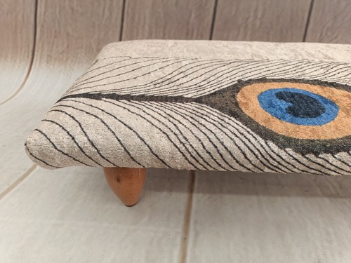 Foot riser Peacock stool Walking stool Ottoman bench Upholstered bench Blue - Picture 5 of 10