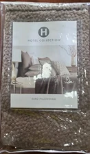 Hotel Collection Como Euro Sham 26 x 26 Quilted Cotton Brown Textured Zipper
