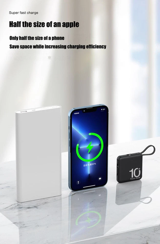 Portable 10000mAh Mini Power Bank - Dual USB 10W Fast Charging in Multicolor