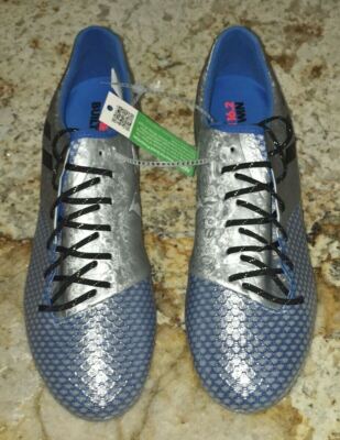 ADIDAS Messi 16.2 FG Soccer Cleats Metallic Silver Blue NEW