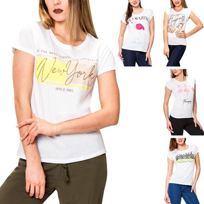 Hailys Damen T-Shirt Print Shirt Short Sleeve Casual Kurzarmshirt Stretch /%