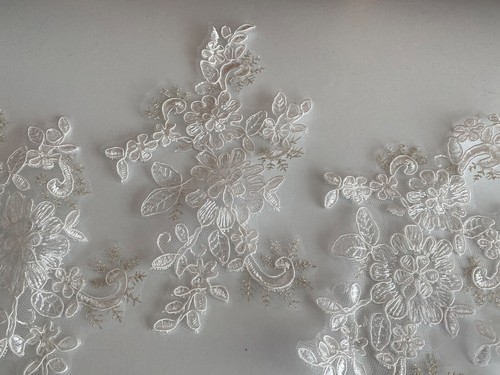 Bundle 5pcs ivory bridal floral lace applique sew on embroidered lace motif - Picture 5 of 6