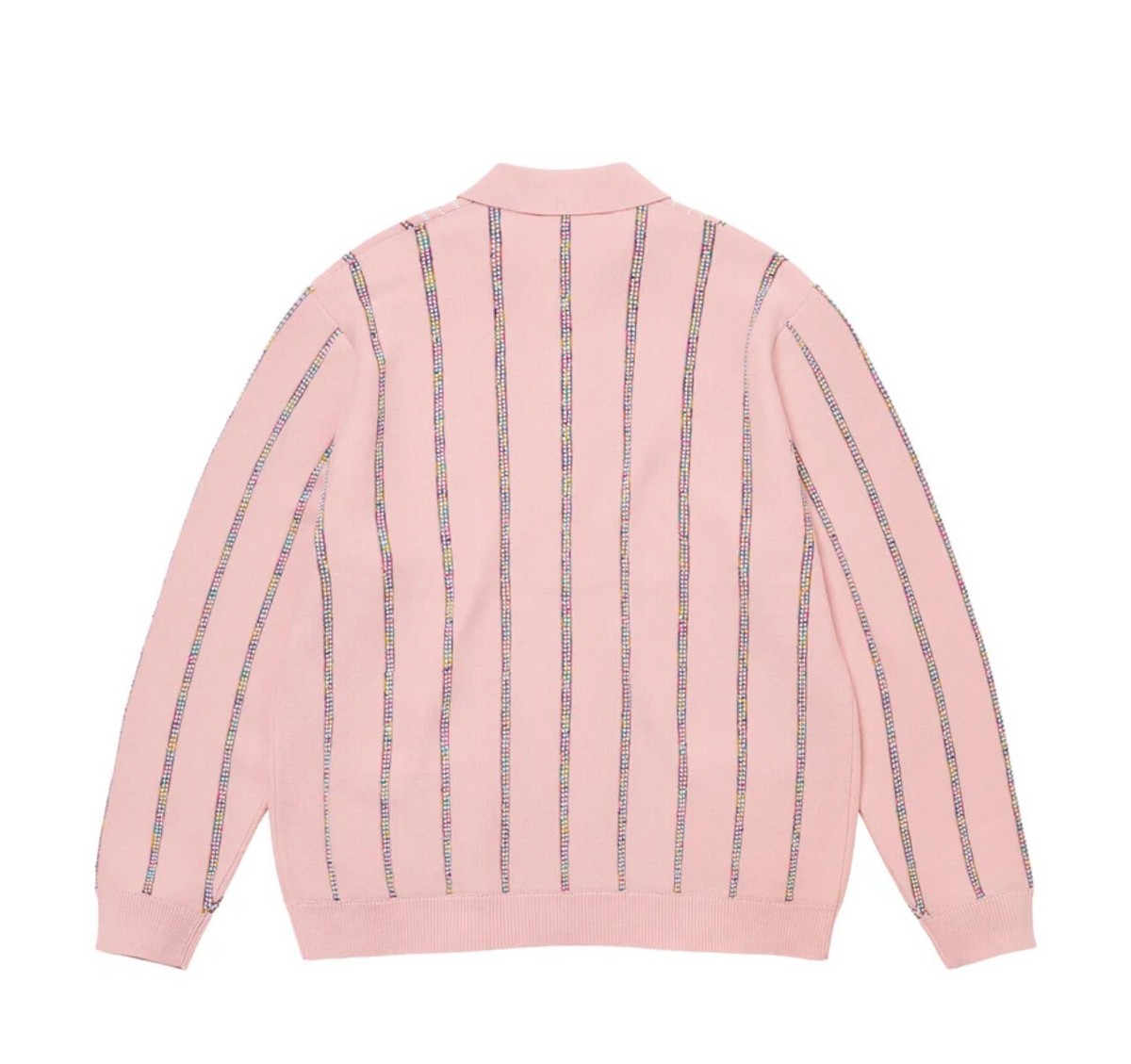 Supreme Pink Stripe Zip Up Cardigan Sweater Speckle Stud FW24
