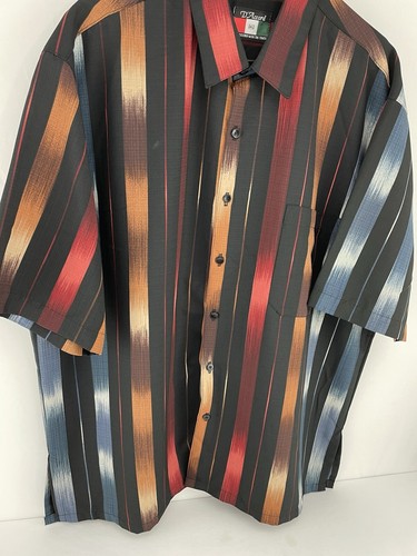 D’Accord Men’s XL Multicolor Striped Short Sleeve Button Down Shirt - Picture 8 of 13