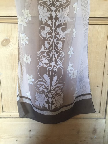 Vtg 70s Brown Floral Thistle Love Story Scarve Kitsch Maxi Long Kate Scarf - Picture 6 of 8