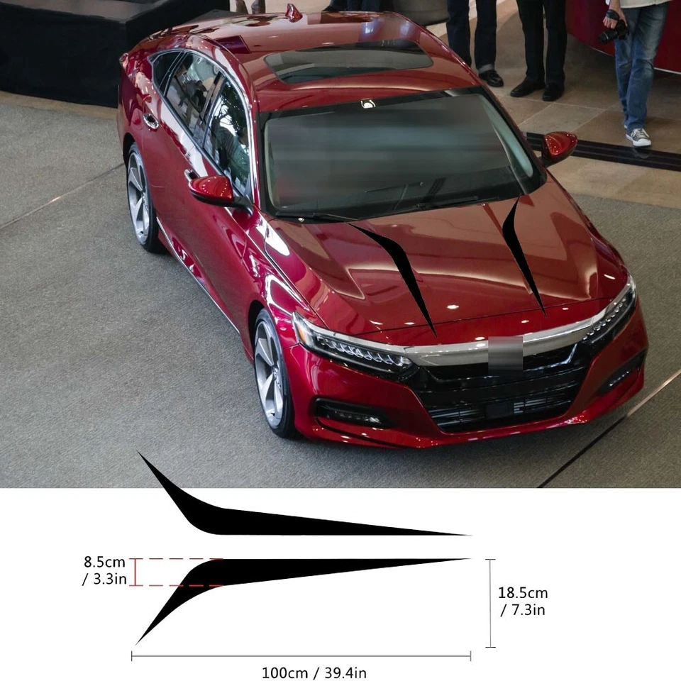 Универсальная черная наклейка на капот гоночного автомобиля виниловая наклейка на капот автомобиля 2 шт. - Изображение 2 из 4