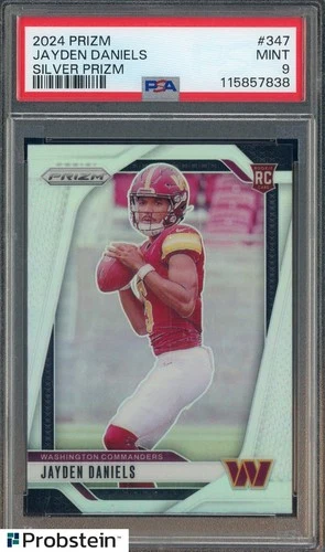2024 Panini Silver Prizm #347 Jayden Daniels Commanders RC Rookie PSA 9 MINT