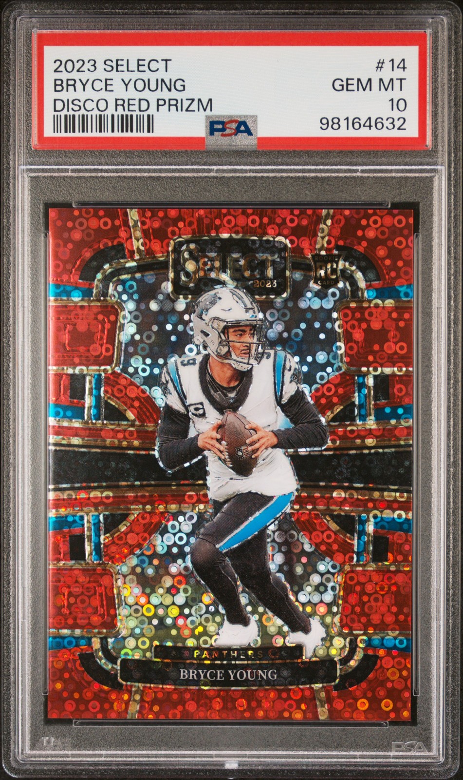 2023 PANINI SELECT RED DISCO PRIZM #14 BRYCE YOUNG 16/49 PSA 10