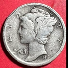 1917 US Mercury SILVER Dime "Philadelphia" Mint! VF! Old US Coin!