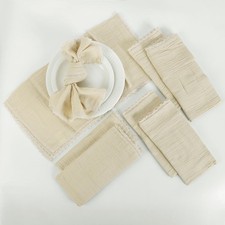 Table Napkins Set of 8   100 Cotton Fabric 20x20 Inches with Mitered Corners...