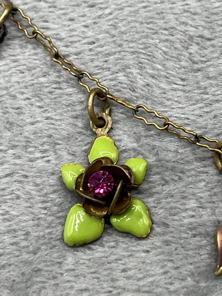 "Collar JANNY Michal Negrin Estilo Cristal Floral Mariposa Gota Dije 16""" Foto 3 de 4