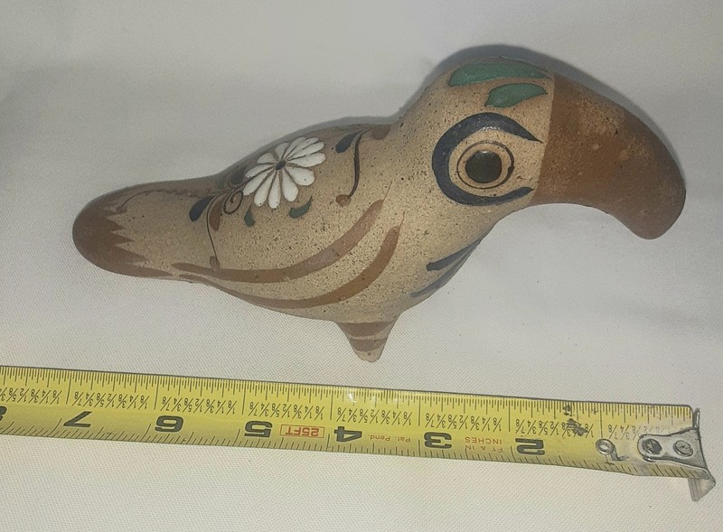 Tonala Toucan Mexican Folk Art Hand Painted Pottery Bird Signed Vintage