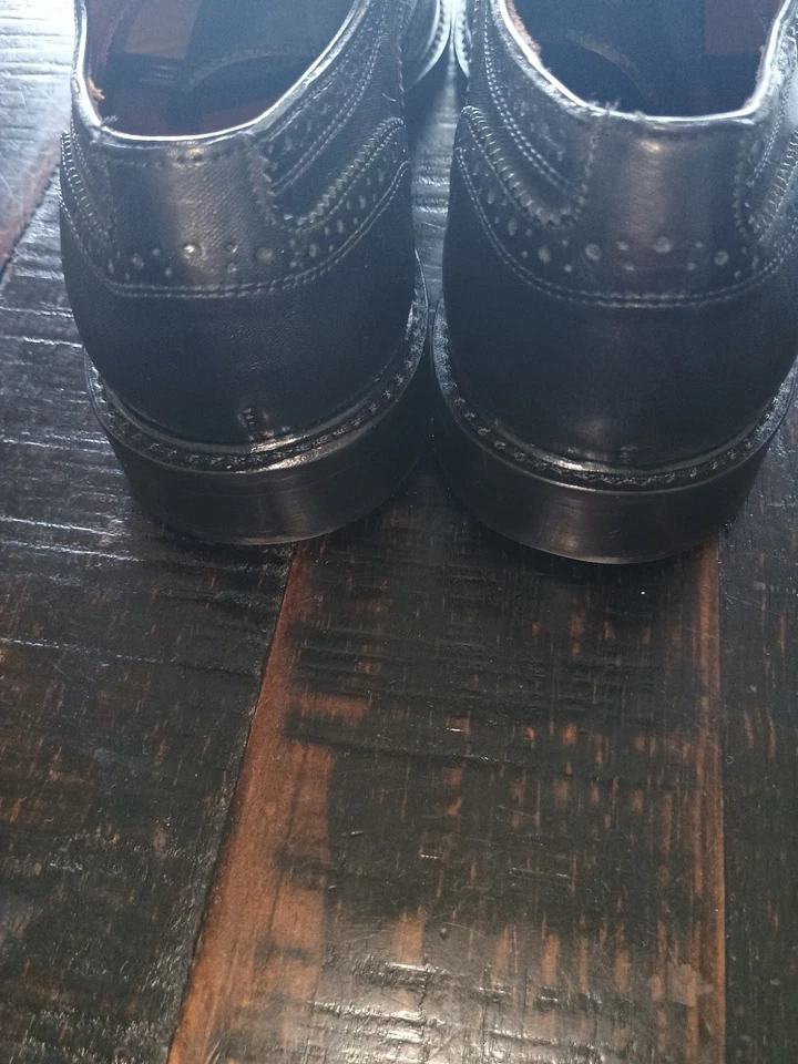 Zapatos de vestir derby Massimo Matteo Firenze Cuoio para hombre 7,5 M de cuero negro punta de ala Foto 4 de 4