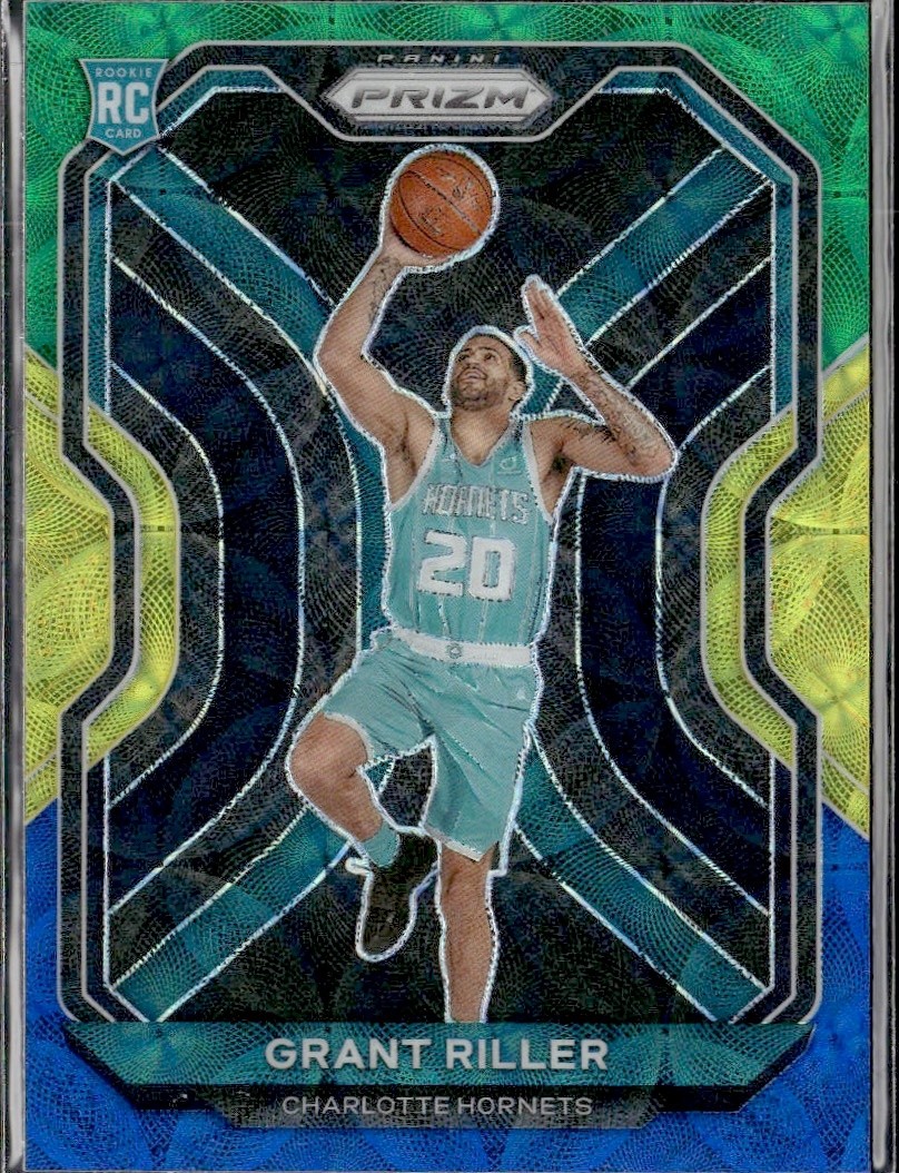 2020-21 Prizm NBA Grant Riller Blue Yellow & Green Choice Rookie SP RC #295