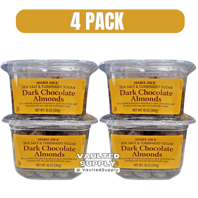 Trader Joe s Dark Chocolate Almonds Sea Salt & Turbinado Sugar 4 Pack 10 oz Each