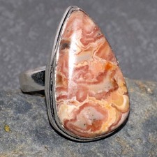 925 Silver Plated Rhodochrosite Ring Handmade Jewelry Size US 6.5 GW
